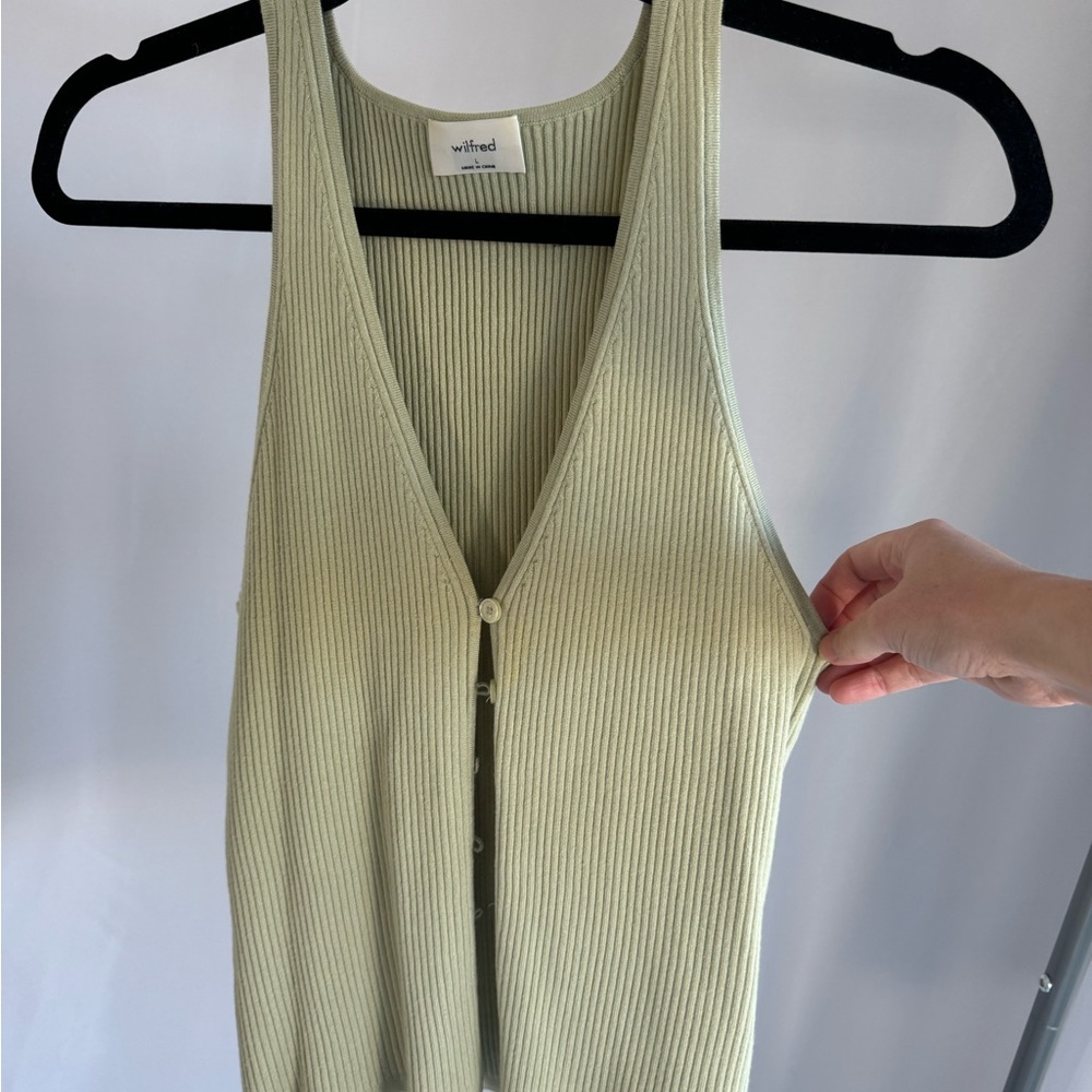 SOLD: Wilfred Green Ribbed Fitted Tank Top